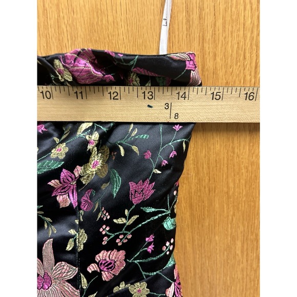 Lulus Make a Move Black Satin Floral Jacquard Strapless Midi Dress Small Prom - Picture 9 of 11